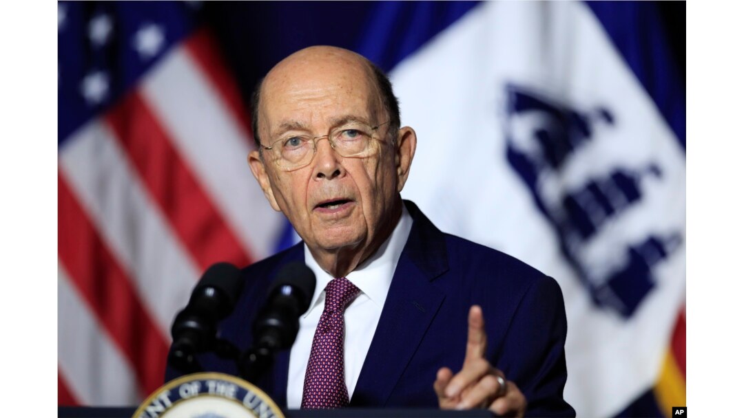 FILE - Department of Commerce Secretary Wilbur Ross speaks to department workers in Washington, July 16, 2018.