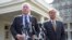 Senators John McCain (l) and Lindsey Graham, following a closed-door meeting with President Barack Obama to discuss the situation with Syria, Sept. 2, 2013. 