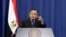 File - Egypt's Foreign Minister Nabil Fahmy speaks during a news conference in the West Bank city of Ramallah. 