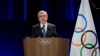 FILE - International Olympic Committee president Thomas Bach addresses the audience during the 142nd IOC session at the 2024 Summer Olympics, in Paris, Aug. 10, 2024.