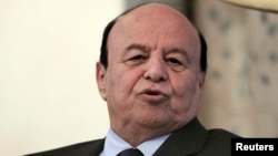 FILE - Yemen's President Abd-Rabbu Mansour Hadi is seen during a visit in Khartoum, August 29, 2015. 