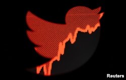 Illustration shows rising stock graph and Twitter logo