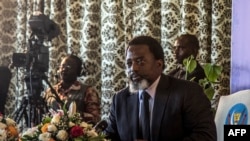 Le président de la République démocratique du Congo, Joseph Kabila, tient une conférence de presse à Kinshasa, le 26 janvier 2018.