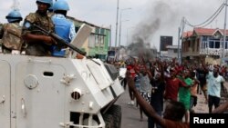 Une patrouille de la Monusco à Kinshasa, RDC, 20 décembre 2016.