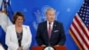 Ronald Johnson, newly appointed U.S. Ambassador to El Salvador, participates in a news conference with his wife Alina at El Salvador International Airport in San Luis Talpa, El Salvador, Sept. 4, 2019. 