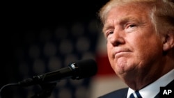 Republican presidential candidate Donald Trump speaks during a campaign rally at the University of Wisconsin-Eau Claire in Eau Claire, Wisconsin, Nov. 1, 2016.