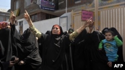 Activists of Kashmir's right wing all-woman organisation Dukhtaran-E-Milat (Daughters of the Faith) shout anti-US slogans during a protest in Srinagar, Sept. 21, 2012
