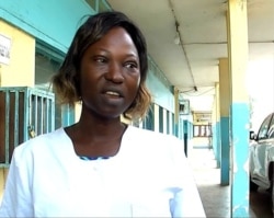 Nurse Christelle Manedji is seen at Ebolowa regional hospital, in Ebolowa, Cameroon, Dec. 9, 2019. (Moki Edwin Kindzeka/VOA)