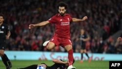 Mohamed Salah lors d,un match de Champions League entre Liverpool et le PSG à Anfield, Angleterre, le 18 septembre 2018.