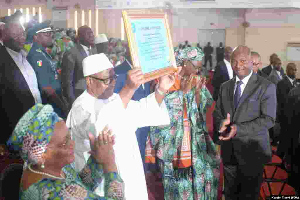 Le président du Mali Ibrahime Boubacar Kéita lors de la célébration du 8 mars à Bamako, Mali.