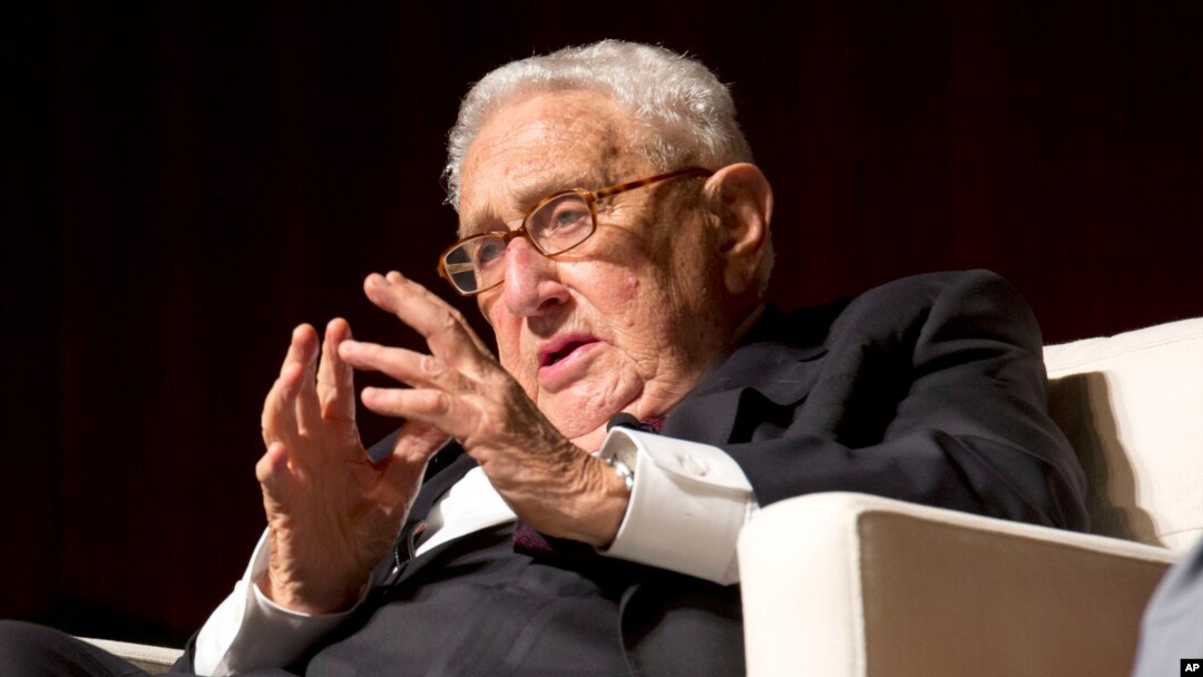 FILE - Former U.S. Secretary of State aHenry Kissinger speaks at the LBJ Presidential Library in Austin, Texas, April 26, 2016.