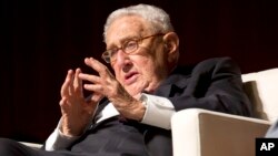 Former Secretary of State and former National Security Advisor Henry Kissinger speaks at the Vietnam War Summit at the LBJ Presidential Library in Austin, Texas, Tuesday, April 26, 2016.