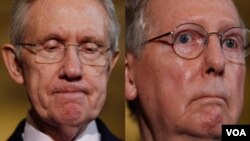 Las caras de los líderes del Senado, Harry Reid (demócrata) y Mitch McConnell (republicano) lo dicen todo.