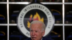 U.S. President Joe Biden speaks during a meeting as he tours the National Interagency Fire Center in Boise, Idaho, U.S., September 13, 2021.