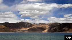 This photo taken on Sept. 14, 2018, shows a general view of the Pangong Lake in Leh district of Union territory of Ladakh bordering India and China.