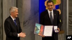 Obama with his Nobel prize