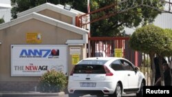 L'entrée de ANN7 Television et journal, géré par la famille Gupta, propriétaire de ces médias, à Midrand, Johannesbourg, Afrique du sud, le 14 avril 2016.