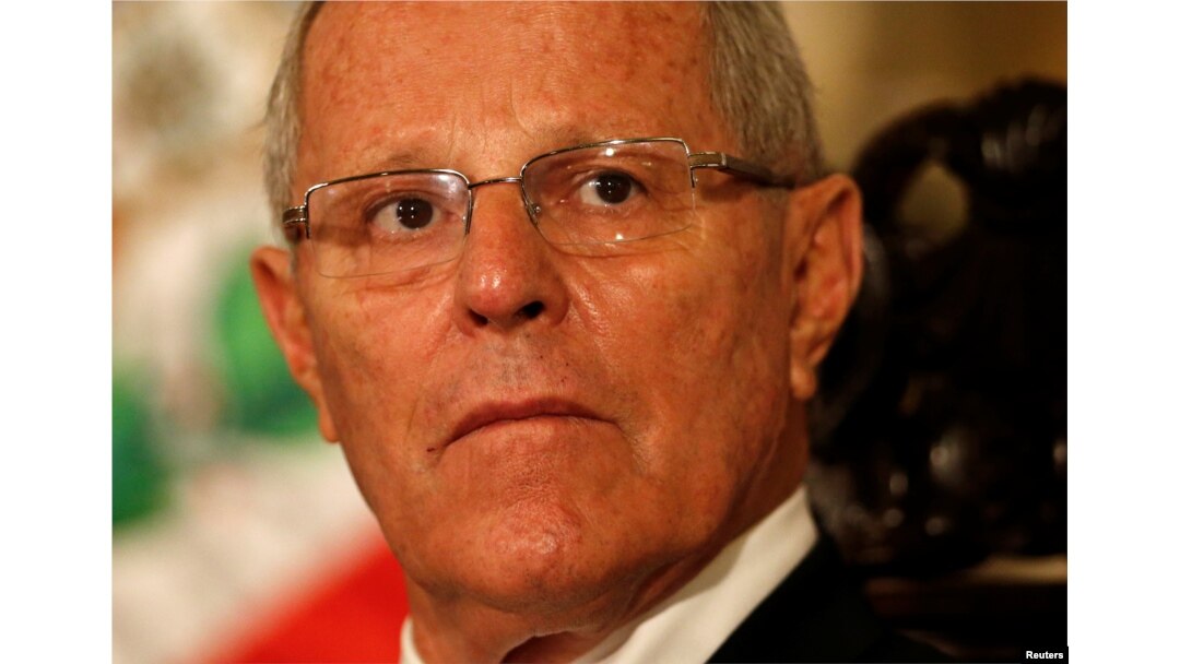 FILE - Peru's President Pedro Pablo Kuczynski attends a binational cabinet meeting at the Government Palace in Lima, Peru, July 7, 2017.