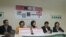台灣立法院民進黨團記者會現場（美國之音記者楊明）