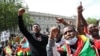 FILE - People gather to protest against the treatment of Ethiopia's ethnic Oromo group, outside Downing Street in London, Britain, July 3, 2020. 