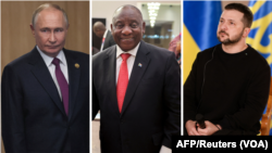 Presidentes da Rússia, África do Sul e Ucránia (esquerda à direita)