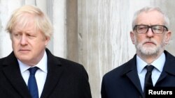 Le Premier ministre britannique Boris Johnson et le chef du parti travailliste britannique Jeremy Corbyn à Londres, Grande-Bretagne le 2 décembre 2019.