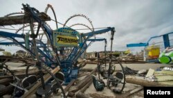 Estragos causados por el huracán Sandy en un parque de diversiones de Seaside Height, en Nueva Jersey, el 1 de noviembre de 2012. 