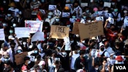 Myanmar Military coup protest in Yangon