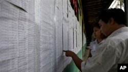 ကြားဖြတ်ရွေးကောက်ပွဲအတွင်း အမည်စာရင်းမှာ မိမိတို့အမည်လိုက်လံရှာဖွေနေသူ မဲဆန္ဒရှင်ပြည်သူများ။ 