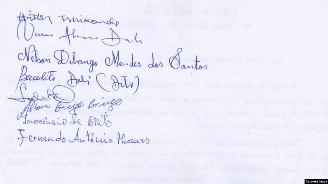 Carta Aberta dos activistas ao PR José Eduardo dos Santos, Luanda. Angola