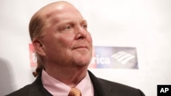 FILE - Chef Mario Batali attends the Food Bank for New York City Can-Do Awards at Cipriani Wall Street, Apr. 19, 2017, in New York. 