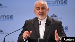 모하마드 자바드 자리프 이란 외무장관은 17일 독일에서 열린 '뭔헨안보회의'에서 연설하고 있다. 