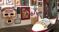 Rare items on display from Disneyland and Walt Disney World that will go on auction at the Van Eaton Galleries, in Los Angeles. Among them are "It's a Small World" animatronic doll and the Star Jets Original Attraction Vehicle, Nov. 11, 2019.