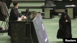 Iranian President Ebrahim Raisi speaks during a parliament meeting in Tehran, Iran, Jan. 22, 2023. Majid Asgaripour/WANA (West Asia News Agency) via REUTERS