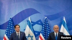 Ministri w'ububanyi n'amahanga w'Amerika, Marco Rubio, na Ministri w'intebe wa Isiraheli, Benjamin Netanyahu
