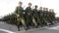 Pro-Russian rebels march during a rehearsal for the Victory Day military parade in Donetsk, Ukraine, May 5, 2015.