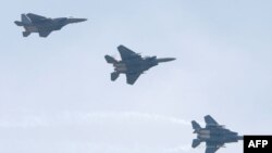 한국 공군 F-15K 전투기들이 편대비행하고 있다. (자료사진)