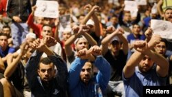 Moroccans take part in a demonstration against official abuses and corruption in the town of Al-Hoceima, Morocco, early June 3, 2017.