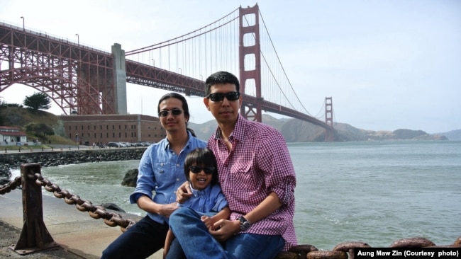 Min Zin (right), an American wrongfully detained in China, is seen in this picture with his brother Aung Maw Zin (left) in SF, CA (2014).