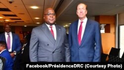 Président Félix Tshisekedi (D) na mokambi ya Banque mondiale (BM) David Malpass na Washington, Etats-Unis, 30 seotembre 2019. (Facebook/Présidence RDC)
