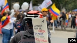 Los colombianos volvieron a protestar en las calles de Bogotá el miércoles, contra las políticas del presidente Iván Duque.