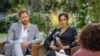 Britain's Prince Harry and Meghan, Duchess of Sussex, are interviewed by Oprah Winfrey in this undated handout photo. 