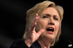 Democratic presidential candidate Hillary Clinton speaks at the African Methodist Episcopal Church national convention in Philadelphia, July 8, 2016.