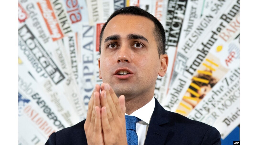 Italy Deputy Prime Minister and Labour, Industry Minister Luigi Di Maio gestures during a press conference, Nov. 9, 2018, in Rome.