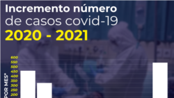 El gráfico muestra las cifras de la pandemia de COVID-19 en Nicaragua.