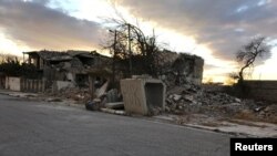 Destroyed buildings are seen in the city of Sinjar, Iraq, Nov. 24, 2017. 