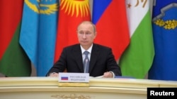 Russian President Vladimir Putin takes part in a meeting of leaders of the Collective Security Treaty Organization in Sochi, Russia, Sept. 23, 2013.