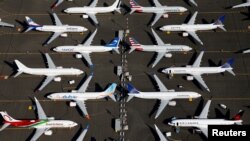Archivo - Aviones Boeing 737 MAX estacionados en un terreno de Boeing in Seattle, Washington, Julio 1, 2019. 