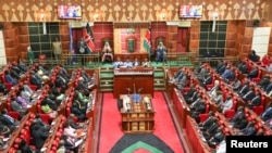 FILE - A general view is seen of a special Parliamentary session at the Parliament Building in the capital Nairobi, Oct. 6, 2014. 
