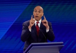 Sen. Cory Booker, D-N.J., responds to a question, Sept. 12, 2019, during a Democratic presidential primary debate at Texas Southern University in Houston.